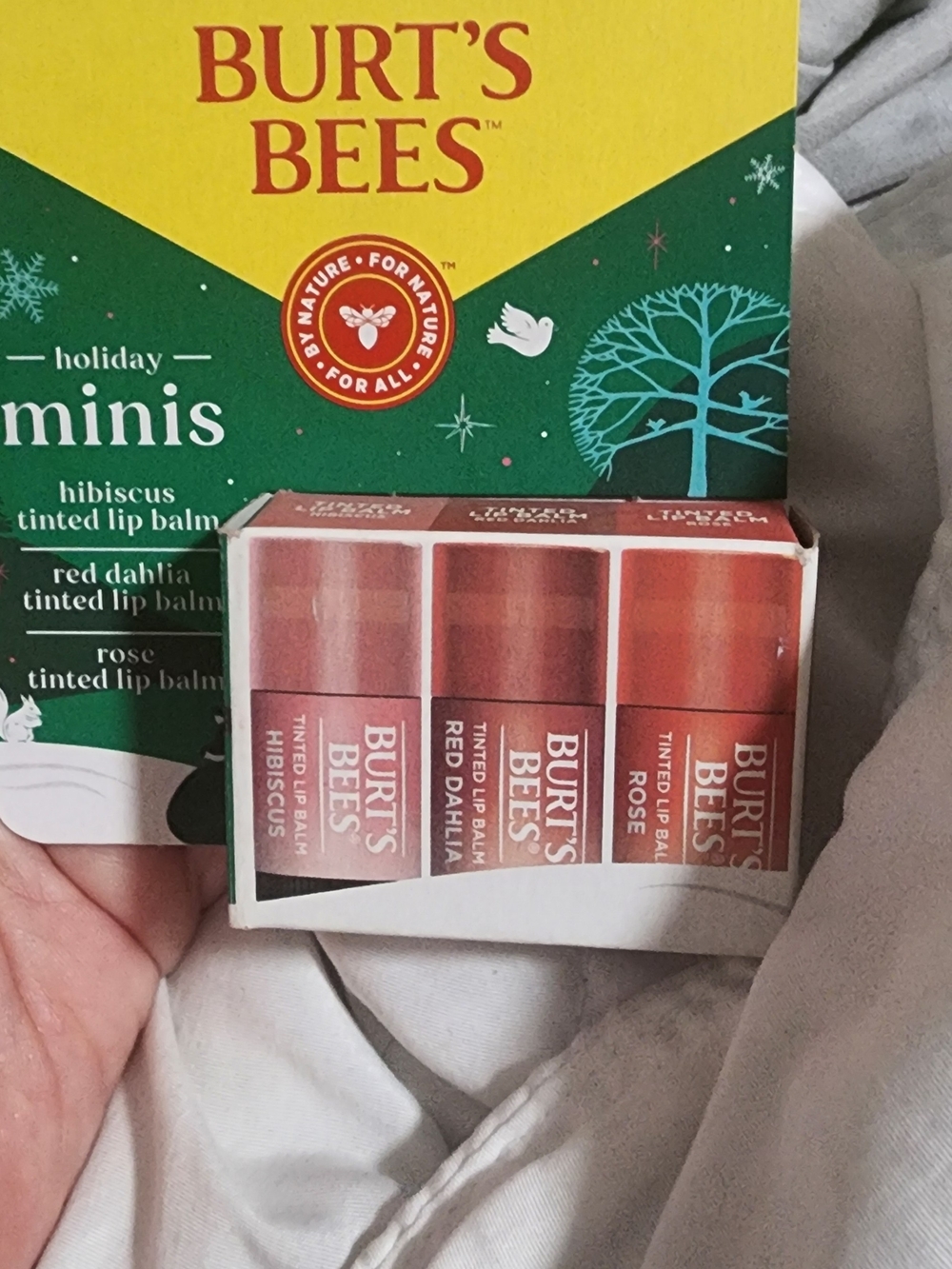 Burt's Bees Tinted Lip Balm Minis — Pink, Red, Brown Trio